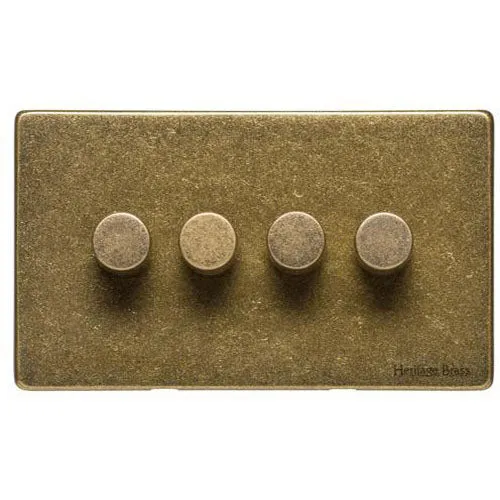 Vintage Range-Rustic Brass-4 Gang Dimmer (400watts)