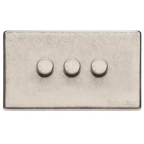 Vintage Range-Rustic Nickel-3 Gang Dimmer (400 watts)
