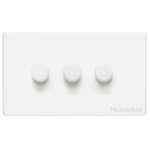 Vintage Range-Matt White-3 Gang LED Dimmer (Compatible with LED Lamps)