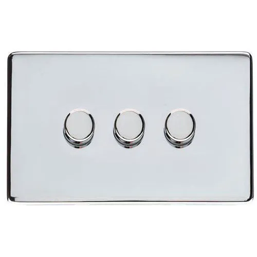 Studio Range-Polished Chrome-3 Gang LED Dimmer (Compatible with LED Lamps)