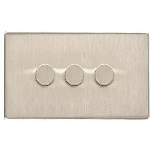 Studio Range-Satin Nickel-3 Gang LED Dimmer (Compatible with LED Lamps)