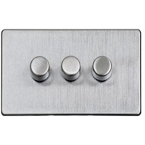 Studio Range-Satin Chrome-3 Gang Dimmer (250 watts)