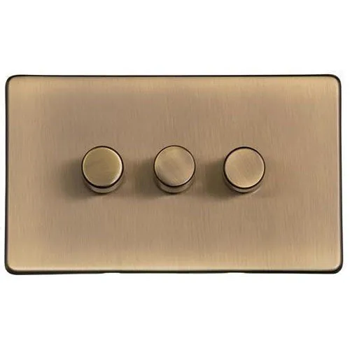 Studio Range-Antique Brass-3 Gang LED Dimmer (Compatible with LED Lamps)