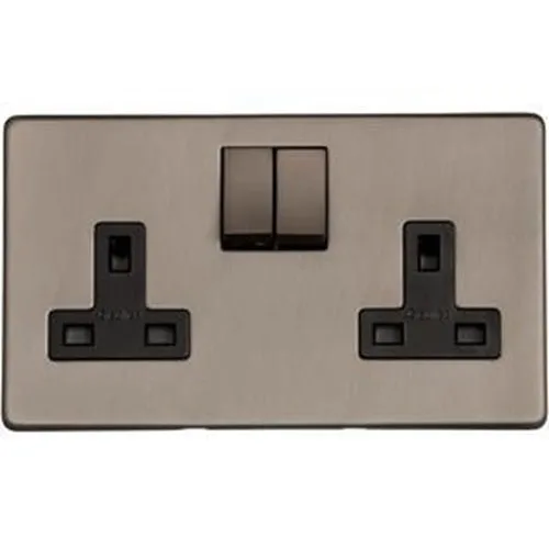 Studio Range-Aged Pewter-Double Socket (13 Amp)