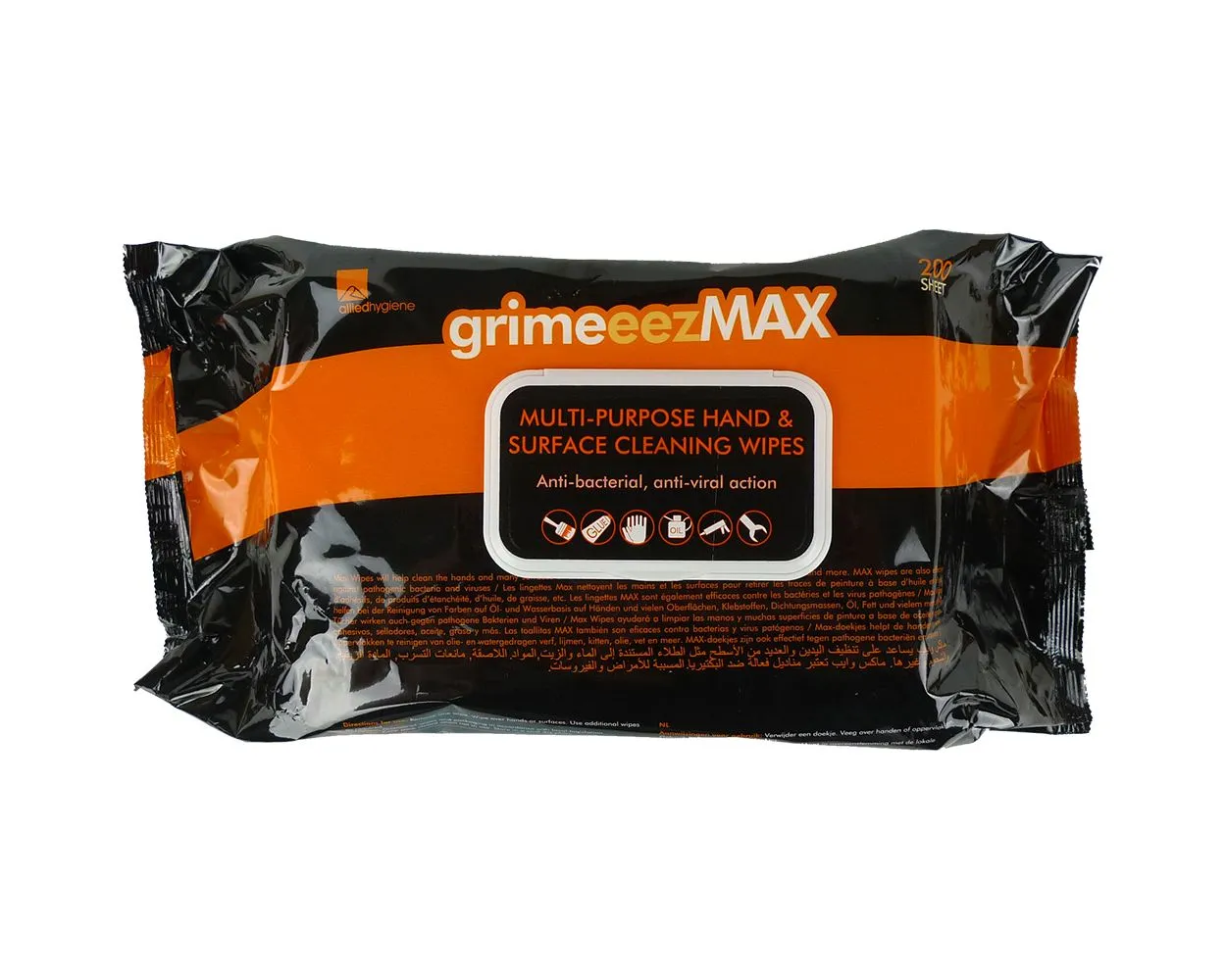 GrimeEez Max Multi-Purpose Hand & Surface Wipes, pack of 200 wipes