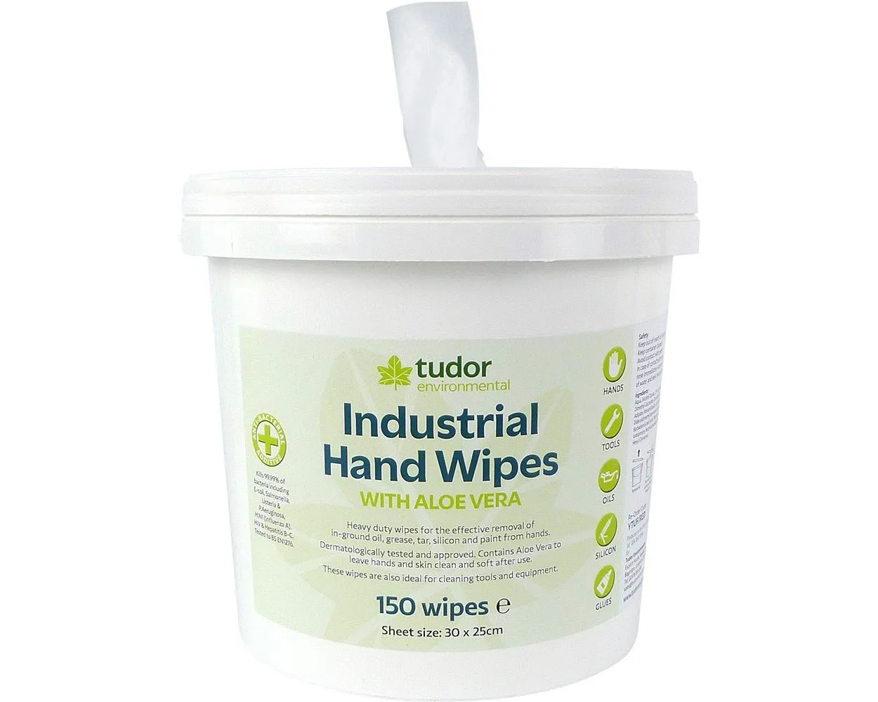 Tudor Industrial Hand Wipes with Aloe Vera, tub of 150